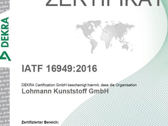 IATF 16949:2016 Zertifikat erhalten