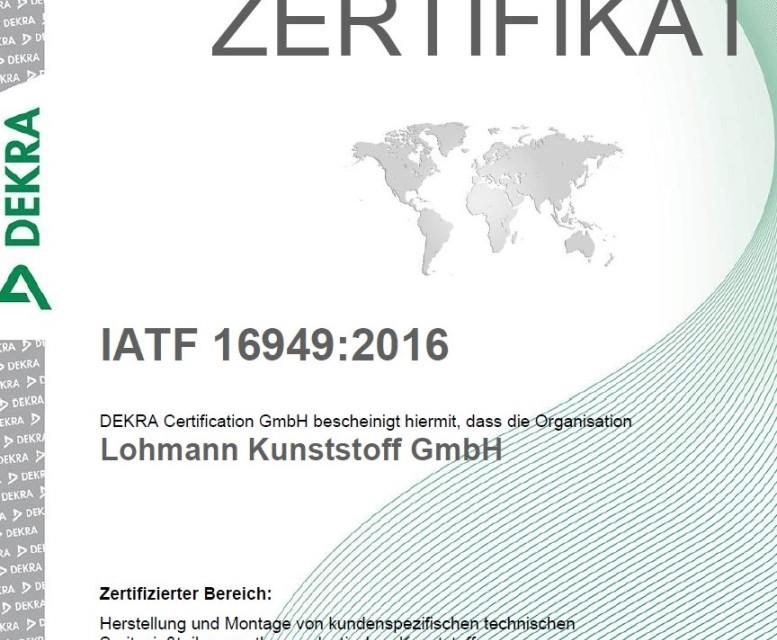 IATF 16949:2016 Zertifikat erhalten